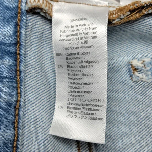 Madewell Perfect Vintage Jeans High Rise Raw Hem Light Wash Size 24 Straight Leg - Picture 7 of 11